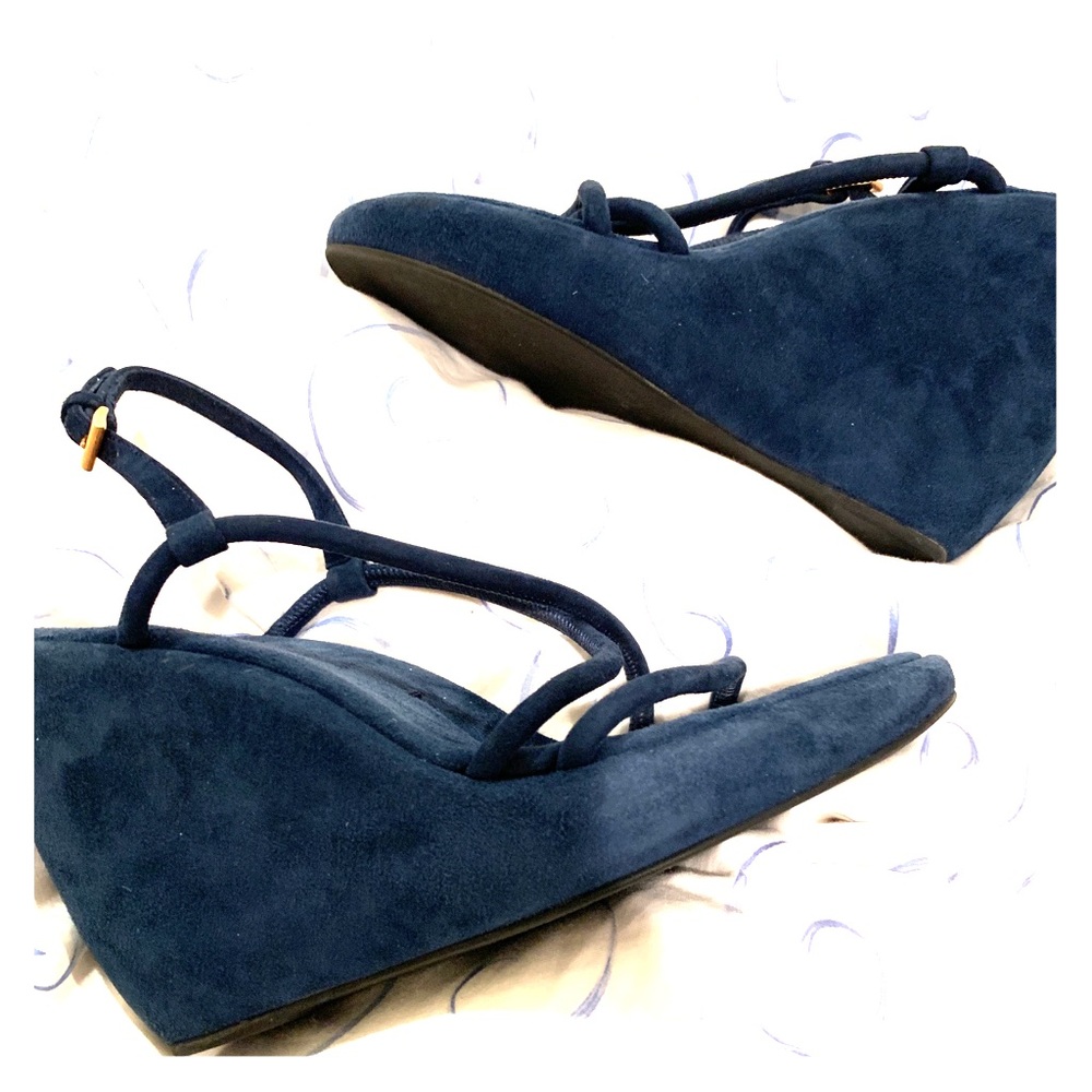 Beautiful blue suede Prada wedges.